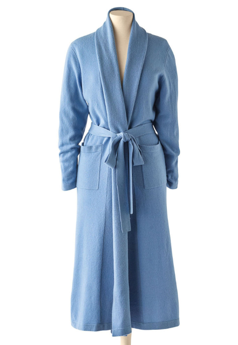 Cashmere Long Duster Robe in Duomo Blue