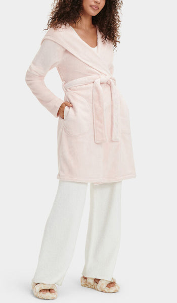 MIRANDA Hooded Fleece Robe in Ice Pink