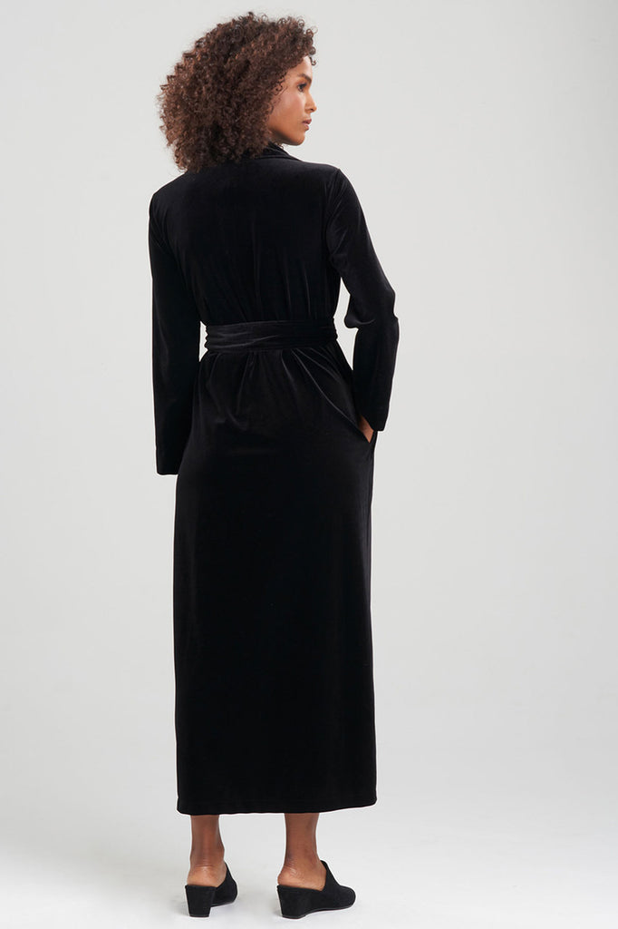 NATALIE Long Velvet Robe in Black