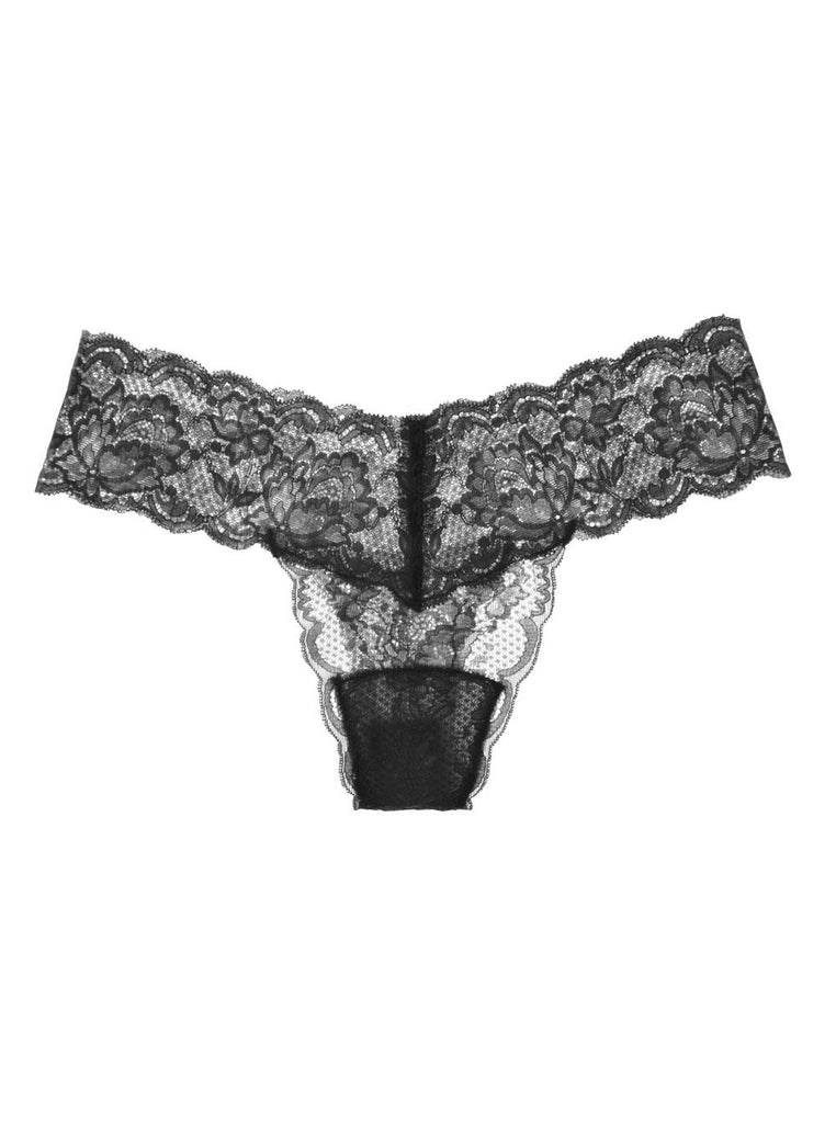 CUTIE Low Rise Lace Thong in Anthracite