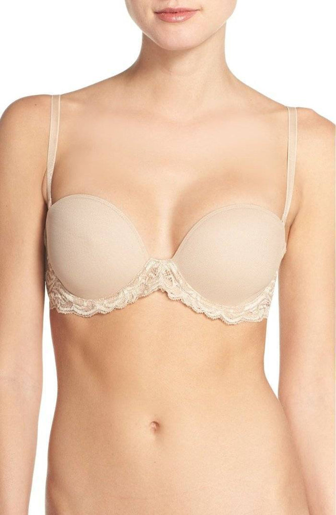 FEATHERS Strapless Convertible Plunge Bra in Cafe