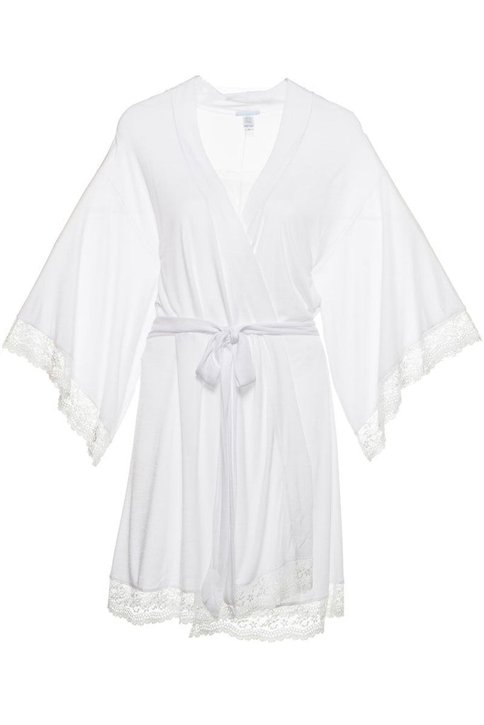 COLETTE Kimono Robe with Lace in White