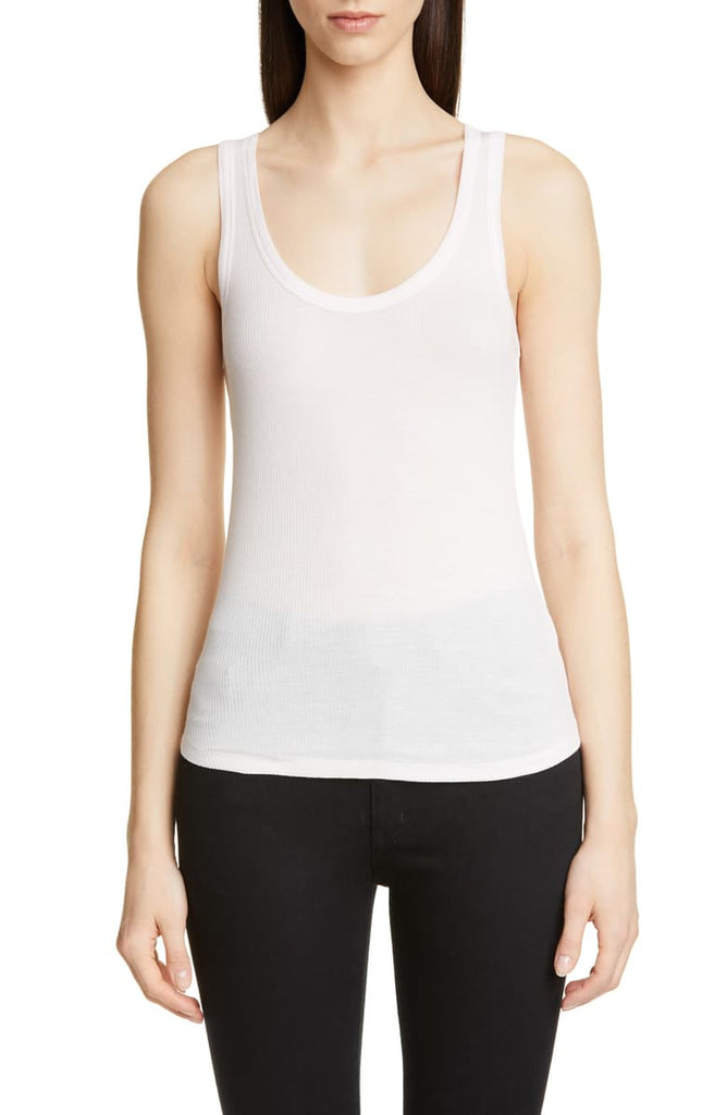 DELUXE COTTON Scoop Tank in White