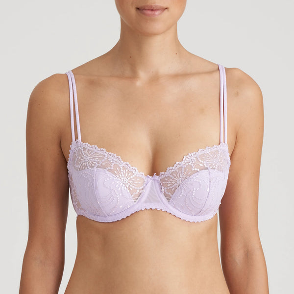 LILY Fuller Cup Embroidery Plunge Demi Bra in Evergreen