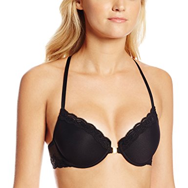 FEATHERS Front Close T-back Bra in Black