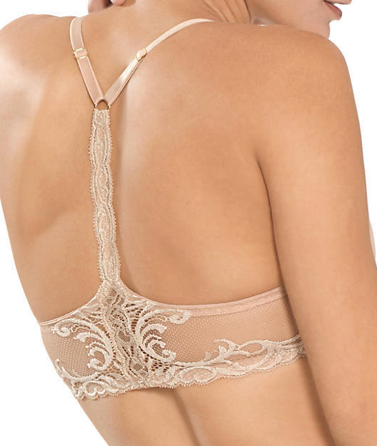 FEATHERS Front Close T-back Bra in Cafe