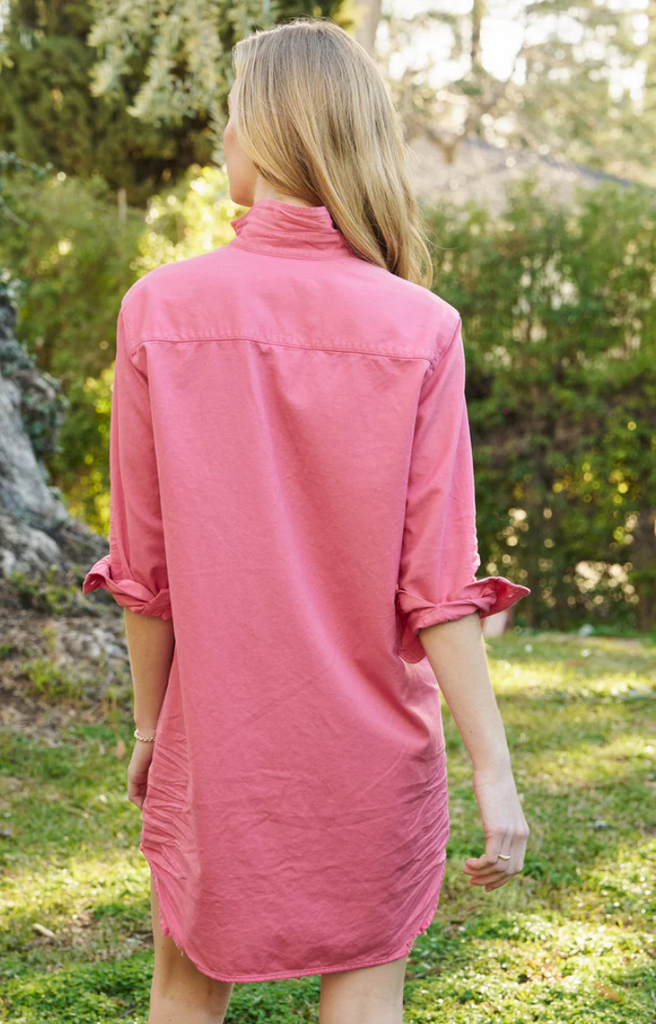 MARY Denim Shirt Dress in Flamingo