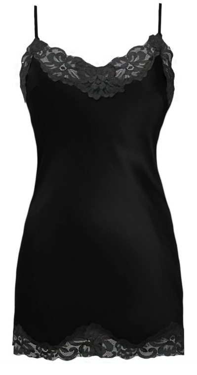 Floral Lace Tunic Chemise in Black
