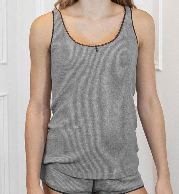 AMELIE Ribbed Tank in Heather Grey