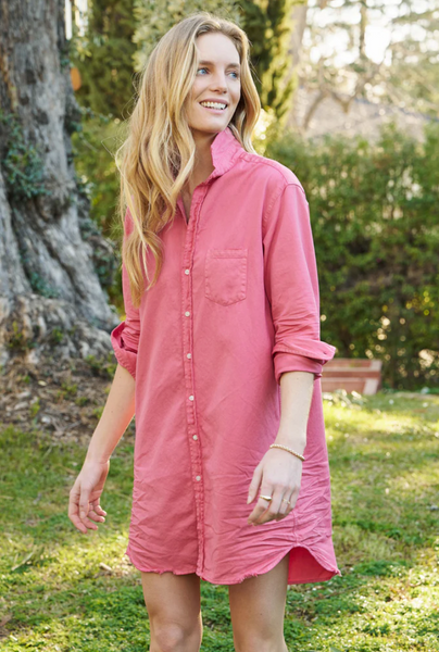 MARY Denim Shirt Dress in Flamingo
