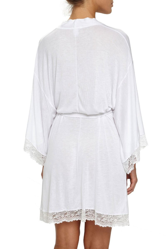 COLETTE Kimono Robe with Lace in White