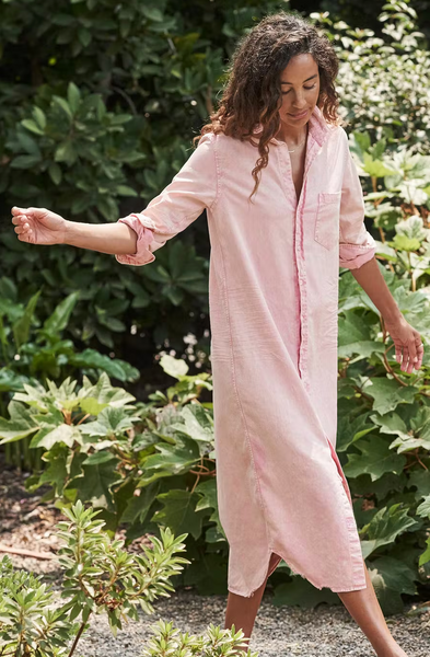 RORY Famous Denim Maxi Dress in Light Pink Mineral Wash