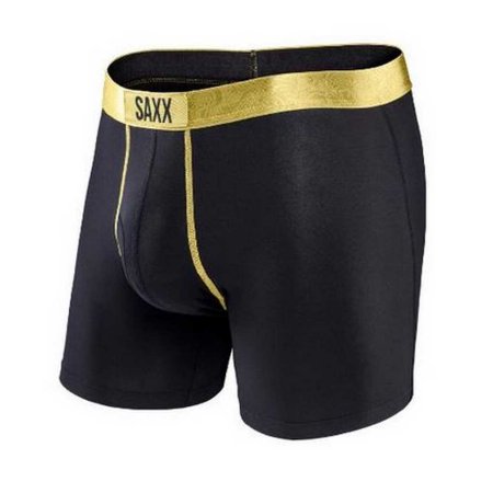 PLATINUM Boxer Brief w/ Fly in Black with Gold