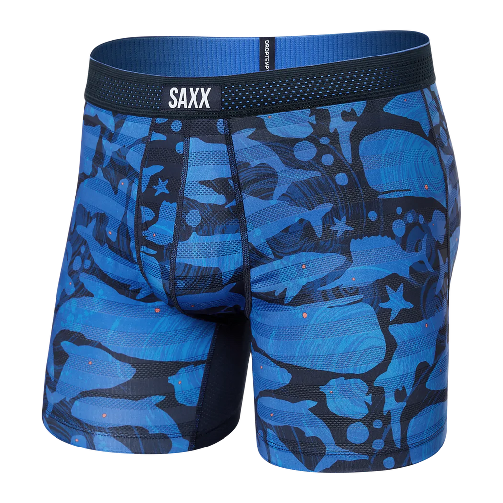 DROPTEMP Cooling Mesh Boxer Brief w/ Fly in Voyagers Navy