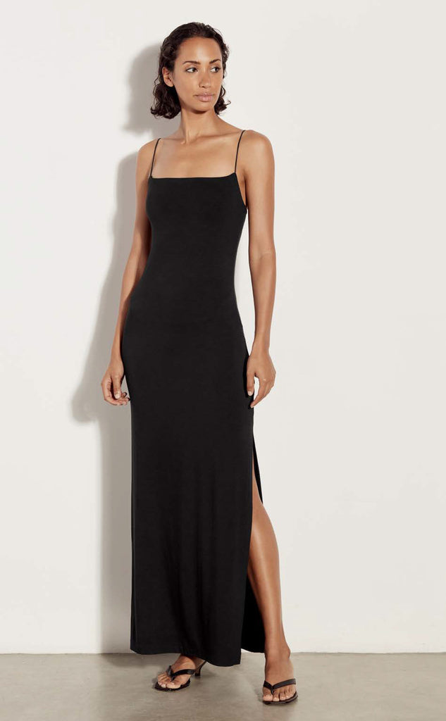 Strappy Side Slit Maxi Dress in Black Strappy Side Slit Maxi Dress in Black