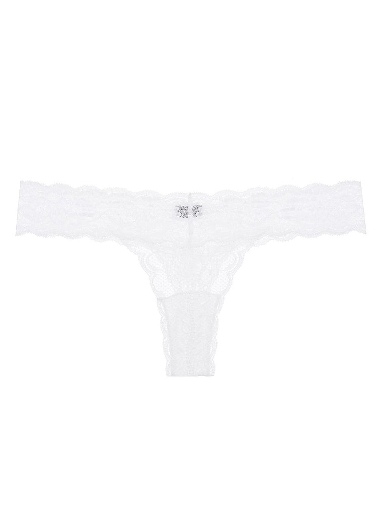 CUTIE Low Rise Lace Thong in White