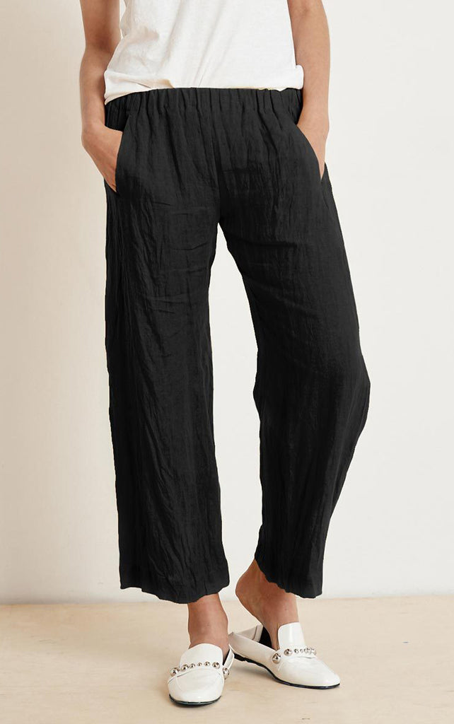Relaxed Linen Pull On Pants - Black